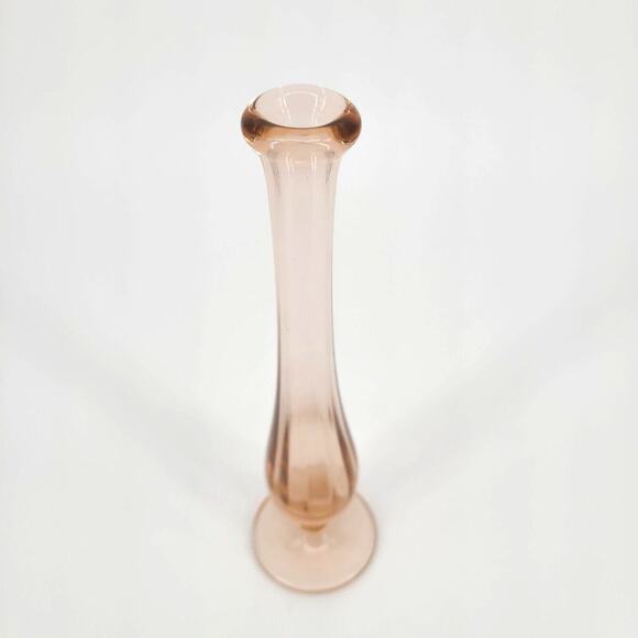 Vintage Pink Glass Swung Vase Optic Panel - Picture 2 of 4